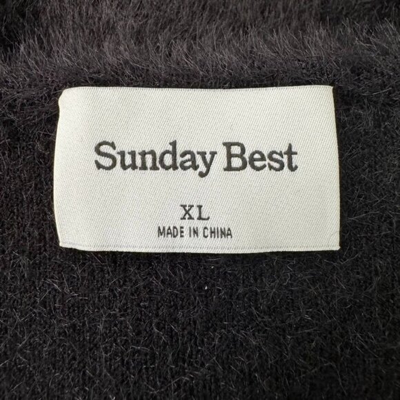 Aritzia Sunday Best Black Elsie Sweetheart Neck Fuzzy Sweater Size XL NWT - Picture 6 of 10